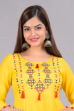 Yellow embroidered kurta with intricate patterns