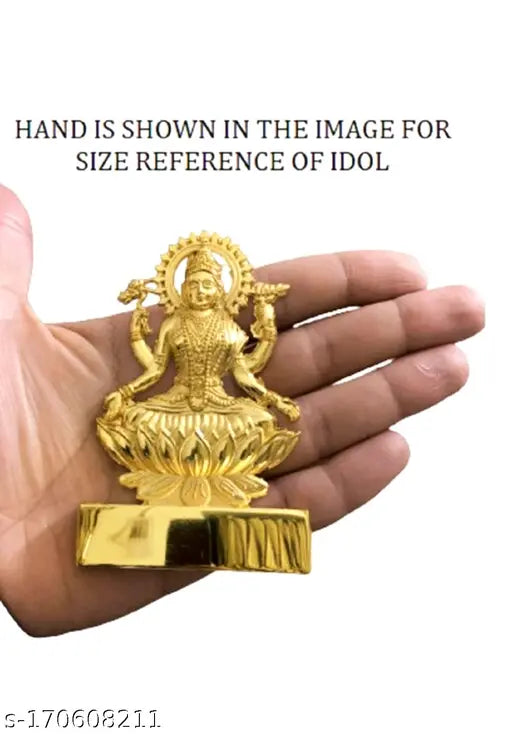 Metal Laxmi Mata idol, intricate Mahalaxmi Murti for Diwali Puja, Indian temple decoration, 10cmx10cmx6cm God figure