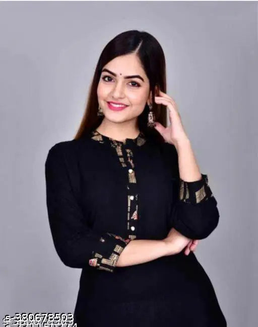 Black kurta with matching sarara set, women's fashionable ethnic wear