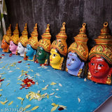 Metal Ashtalakshmi Devi Lakshmi Face Set, 8 identical figures each 7.5 inches, Indian God Idol