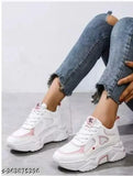 Pink touch trending mesh sneakers, textured PU material for women and kids, lace-up fastening, sizes 4 to 8 (India)