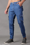 Light blue denim Zaysh men's jeans, solid fit for casual wear