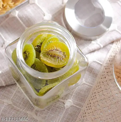 Square 600ml transparent glass jars for kitchen pantry snacks, masala honey pickles, cookies, dry fruits, coffee beans storage
