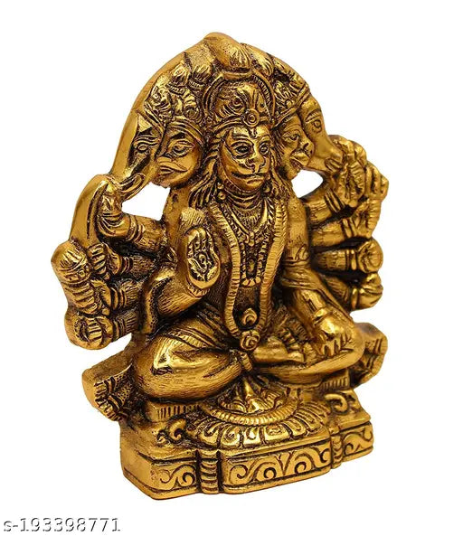 Metal Panchmukhi Hanuman ji Murti/Panchmukhi Bajrangbali Murti Wall Hanging - Indian handcrafted metal idol for home decor, 10.5M L x 10.5M W x 10.5M H