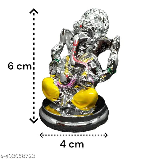 Metal Ganesh idol, intricately detailed Lord Ganesh statue, Indian handcrafted religious icon (5cm x 7cm x 5cm)