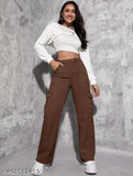 Brown cargo pants with wide legs