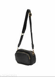 Black parachute nylon sling bag with adjustable strap