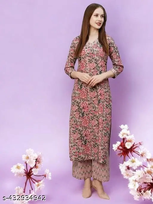 Stylish cotton blend top & bottom set, short-sleeved, versatile Indian fashion for S, M, L, XL, XXL wardrobe essentials