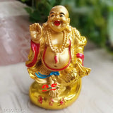 Brass Laughing Buddha, symbol of joy, happiness, prosperity & good luck (6cm x 10cm x 5cm), ideal gift for auspicious events or those seeking fortune