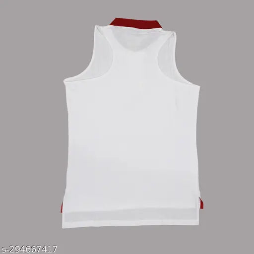 Cotton sleeveless collar tees for ladies, solid color fashion essentials made in India