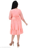 Women's coral peach chiffon tiered short dress