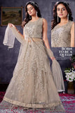 Handcrafted Indian lehenga choli with dori embroidery and stone work, fully stitched in net fabric. Attractive heavy designer piece with free size L