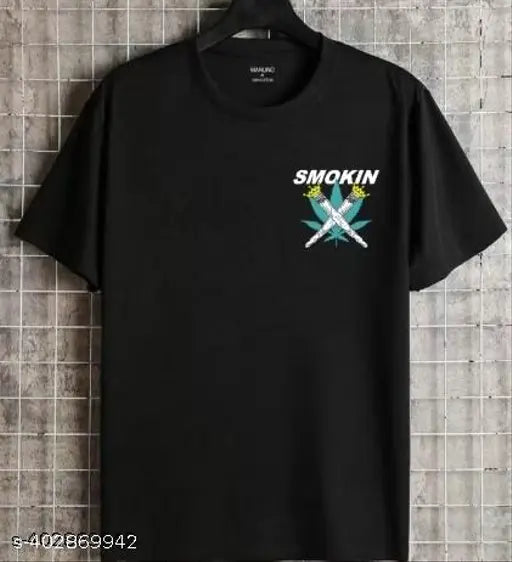 Fancy printed polyester men's t-shirt, short sleeves, size S from India