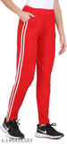 Red cotton joggers with drawstring waist, zip closure