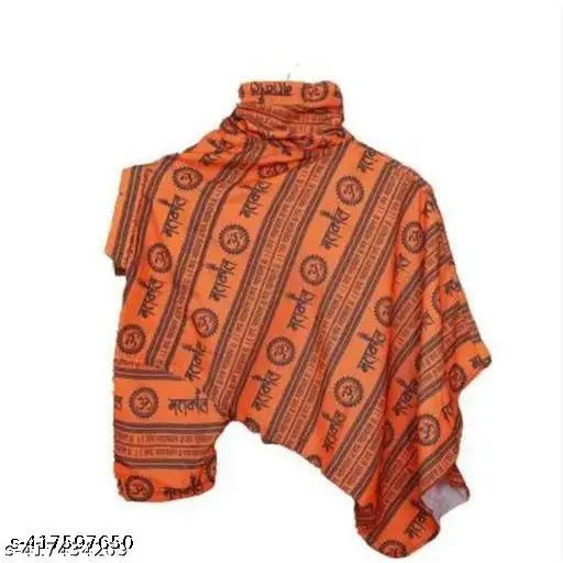 Orange SANSKAARI cotton T-shirt for men & women, featuring eye-catching printed net design. Mahakal short kurta originating from India." (124 characters)
