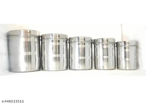 Stainless steel kitchen jars, food-grade, airtight, high-quality, set of 5, 500ml to 2kg capacity