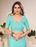 Timeless Glamour Sequence Embroidered Chiffon Sari with Satin Silk Blouse for All Occasions - Free size, Indian origin