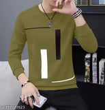 Olive cotton blend long sleeve men's t-shirt with print, comfortable and high-quality finish
