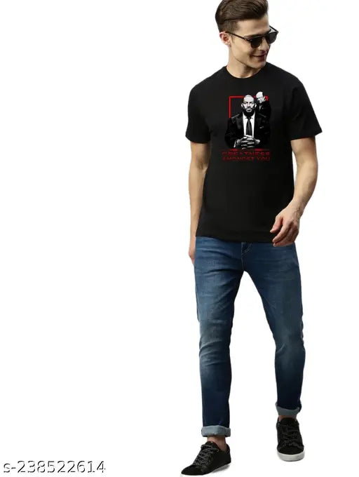 Black cotton Roman Reigns t-shirt with tribal print, men's short sleeves WWE apparel