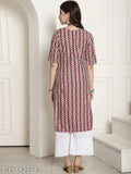 Premium printed crepe three-quarter sleeve kurta for women, Indian ethnic fashion on lowest price