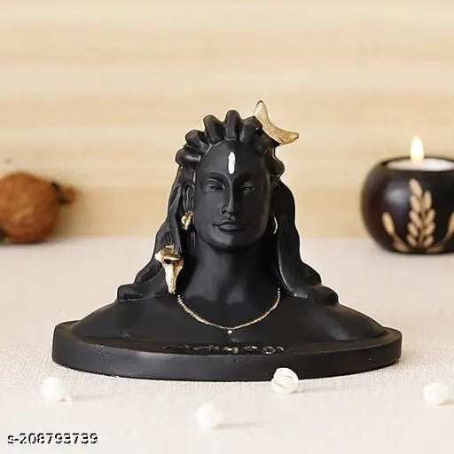 Poly resin Adiyogi Ji Plus Trishul combo for home decor and festival showpiece, India-made figurine with trident