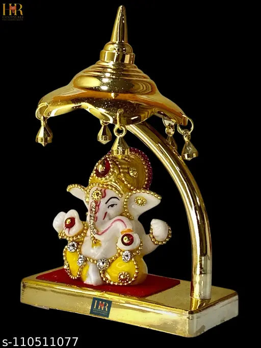 Poly resin Ganesh idol HR ENTERPRISES 106M, home decor living room showpiece, Ganesha dashboard car umbrella protection