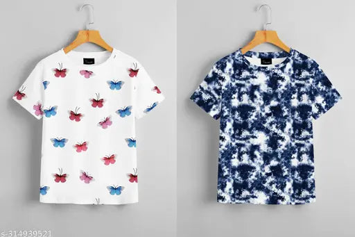 Polycotton Celebi Women's & Girls Combo T-Shirt Collection, vibrant print design for regular fit and oversized styles, made in India