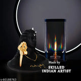 Resin-marble Adiyogi Shiv Shankar figurine, black golden, intricately detailed god idol (16.5cm x 13.5cm x 11cm) for pooja or home decoration, Indian origin