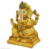 Ceramic Ganesh Idol, traditional design, 9cm x 14cm x 7cm, glossy finish, perfect for spiritual worship (India origin)