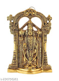 Gold Tirupati Balaji Murti, decorative showpiece, spiritual home decor, 25.5cm metal idol