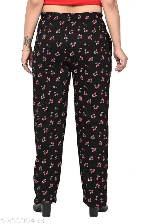 Colorful, long-sleeved, floral print pajama pants