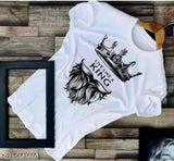 White polyester half-sleeve printed tee for men, ideal for casual wear, made in India