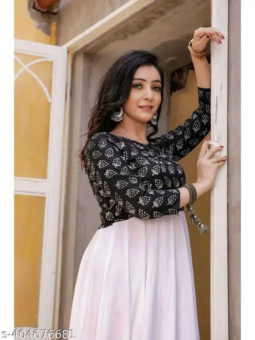 Rayon Anarkali Maternity Feeding Kurti, vibrant print, India-origin, three-quarter sleeves, suitable for pregnant and post-pregnancy women