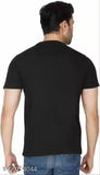 Black half sleeve printed polyester T-shirt for men, featuring Rebozo design on a cotton blend fabric, perfect for various seasons and casual wear