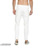 RusticBlooms men's white denim skinny jeans with knee slits - comfortable fit and solid pattern, available in sizes 26, 28, 30, 32 (inches), origin India