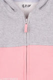Cotton blend colorblocked winter hoodie for girls, stylish kids fleece wear (size 2-3 years), Indian origin