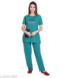 RG Summer Daily Nightwear cotton round neck printed half sleeve top & bottom, loose-fitted women's pyjamas in three sizes - L, XL, XXL. 100% cotton nightsuit for summer, no fade or shrinkage issues