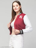 Colorblocked elastodiene women's long-sleeve jacket, stylish and fabulous, size options available from S to XL (34in - 40in bust)