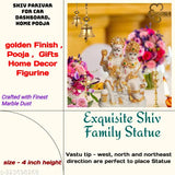 Marble dust Shiva Parvati Ganesh Idol, handcrafted polyresin statue, size 7cm x 10cm x 5cm for home puja or showpiece