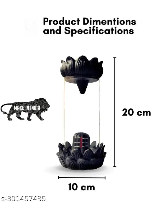 Resin ShivLinga Incense Holder Backflow with 10 Cones, Indian home decor, cascading smoke aromatherapy ornament (6.5cm L x 20cm H x 7cm B)