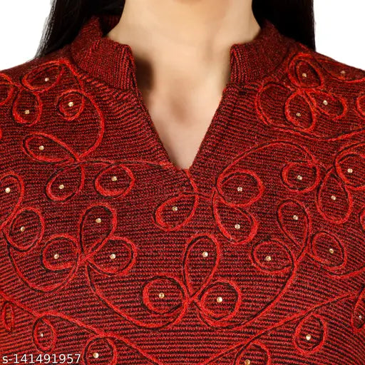 Dimsy Collection Kurti, maroon embroidered top with decorative border