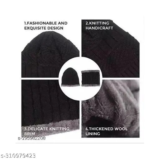 Yintai Combo of Winter Woolen Cap set With Gloves and other Freebies for Men Women Boys and Girls