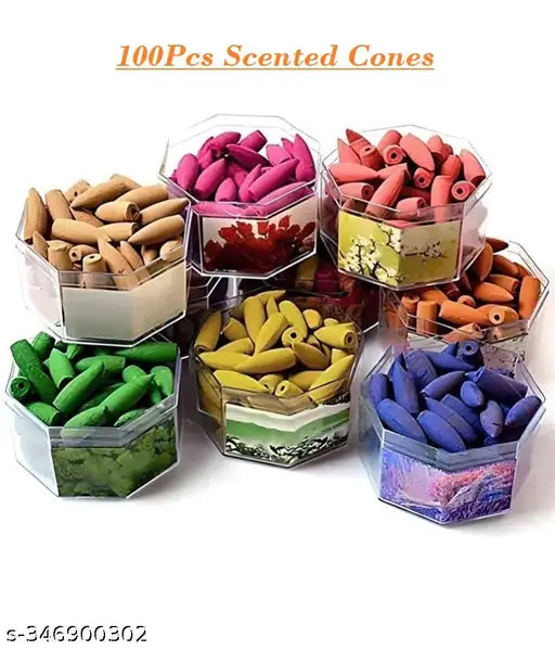 Vine-flavored KHUSHI S Backflow Incense cones (100 units), natural aroma for home, parties, rituals, perfect for relaxation, meditation, spas, and yoga