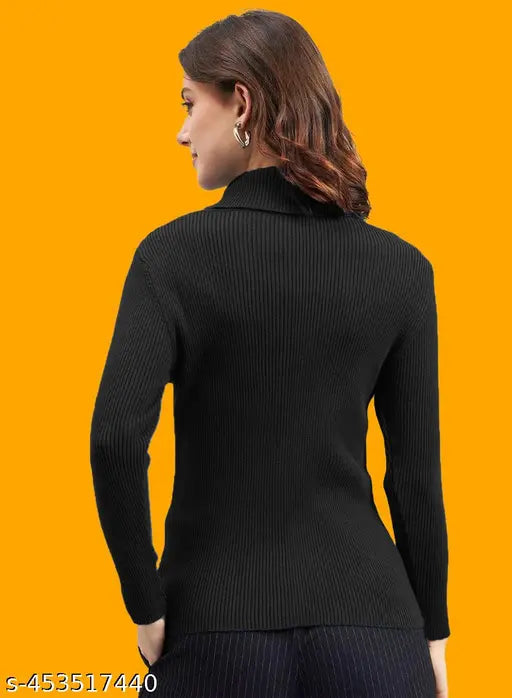Lycra women's full sleeve turtleneck t-shirt, solid pattern in elegant sizes for timeless style