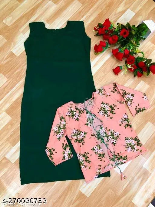 Women's crepe Aline kurti, regular fit, sleeveless, solid color, Indian-made fashion garment for sizes XS to XXXL