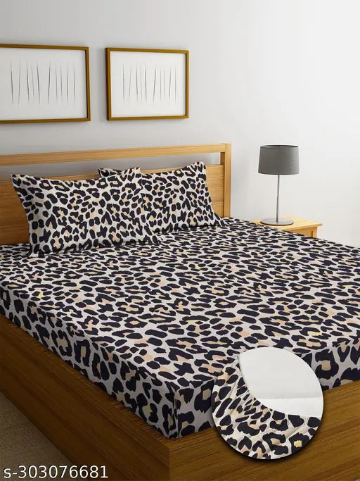 New black design, premium cotton blend king size fitted bedsheets with 2 pillow covers, superfine quality and supersoft feel, ideal for adult anniversaries, crafted in India
