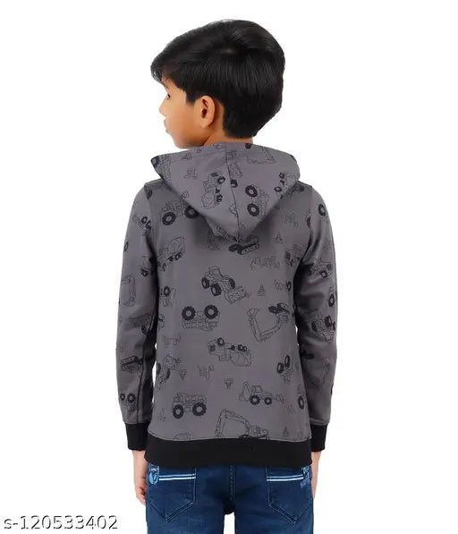 Beavenue Boy's Graphical All-over-printed with kangaroo pouch pull over hoodie