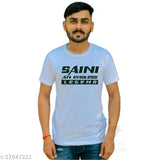 Fancy retro men's polyester t-shirt with short sleeves and printed pattern, featuring "Saini An Endless Legend" design. Made in India. (124 characters)