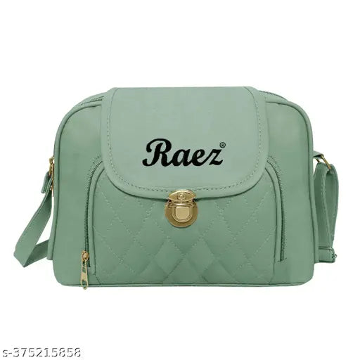 Light blue quilted fabric sling bag, zip closure