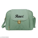 Light blue quilted fabric sling bag, zip closure